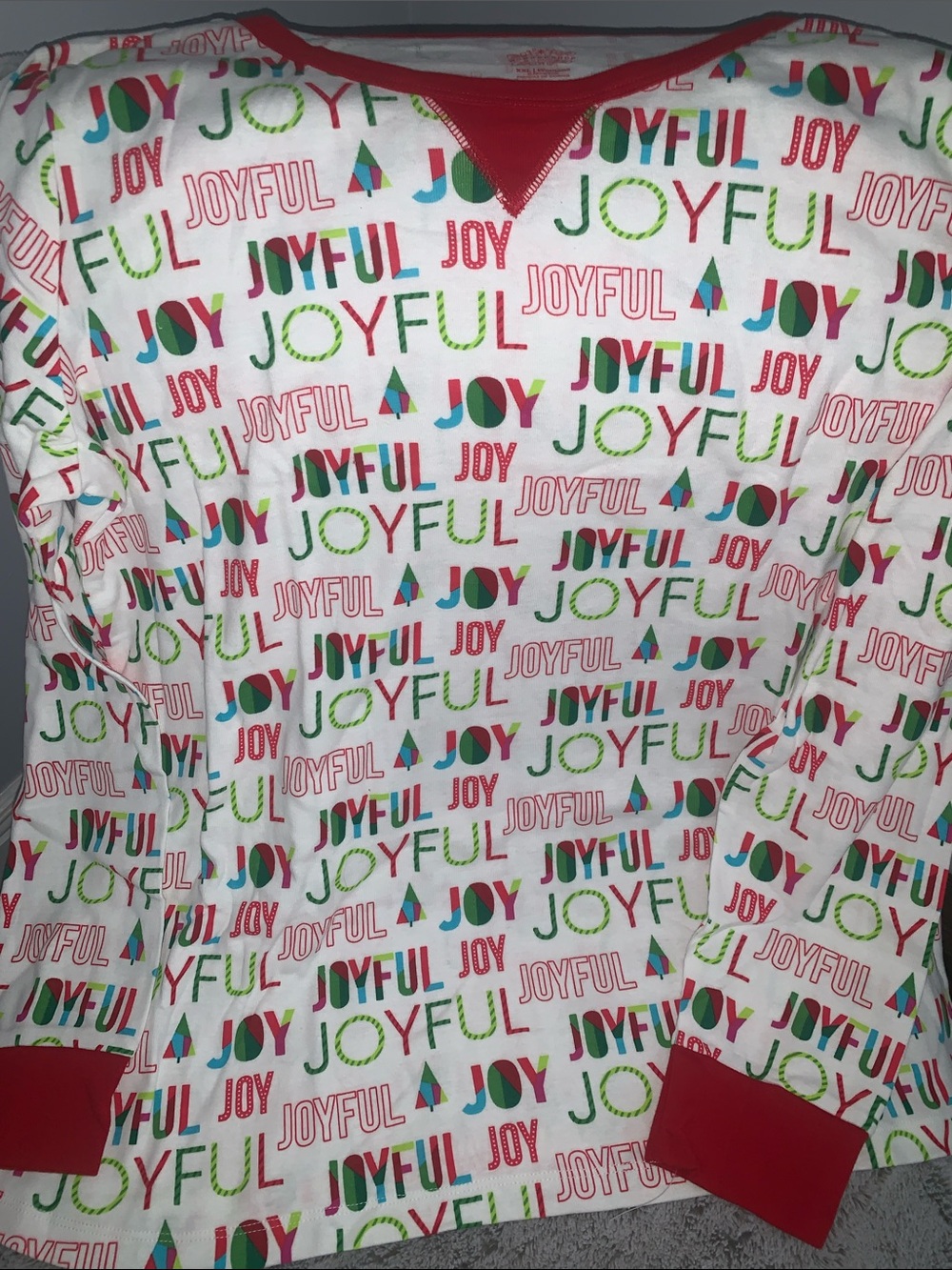 🆕-Wondershop Women’s Red-Trim 'Joyful' Multicolor Pajama Set - Picture 3 of 6